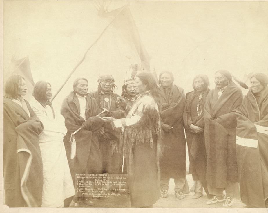 #60 Indian chiefs who counciled with Gen. Miles and settled the Indian War, 1891.
