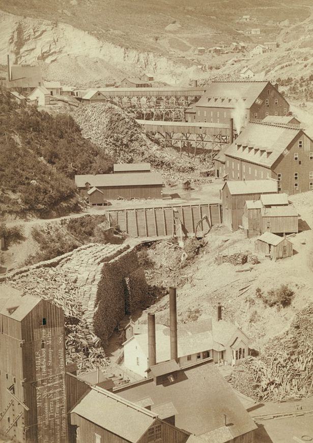 #9 The Caledonia No. 1, Deadwood Terra No. 2, and Terra No. 3 Gold Stamp Mills, Terraville, Dakota, 1888.
