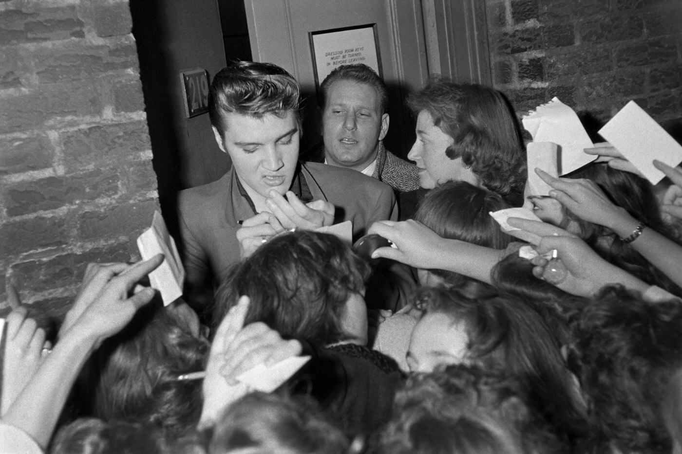 The crowd after the Dorsey Brothers ‘Stage Show’ at Studio 50 New York, 1956.
