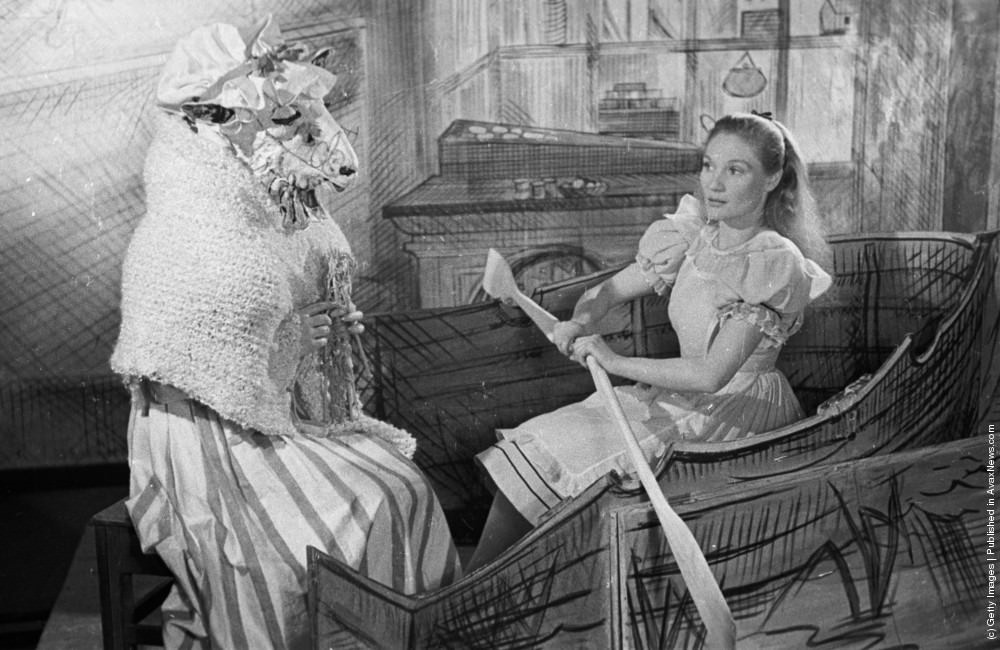 Roma Beaumont as Alice in a stage production of “Through the Looking-Glass,” 1944