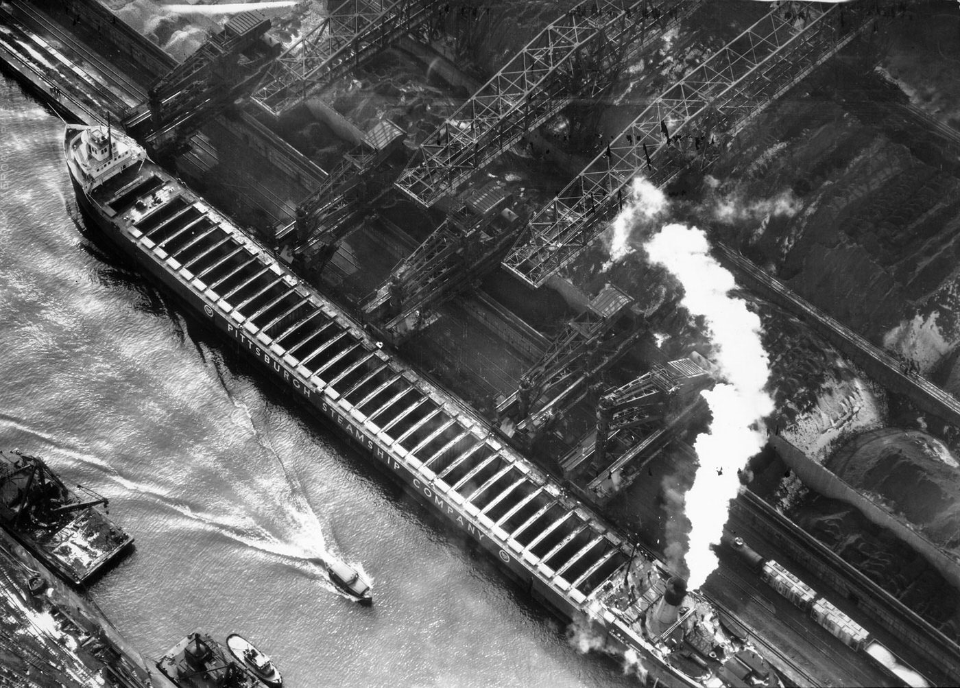 #12 Pittsburgh Steamship Co. ship carrying ore to US Steel plant, Gary, Indiana
