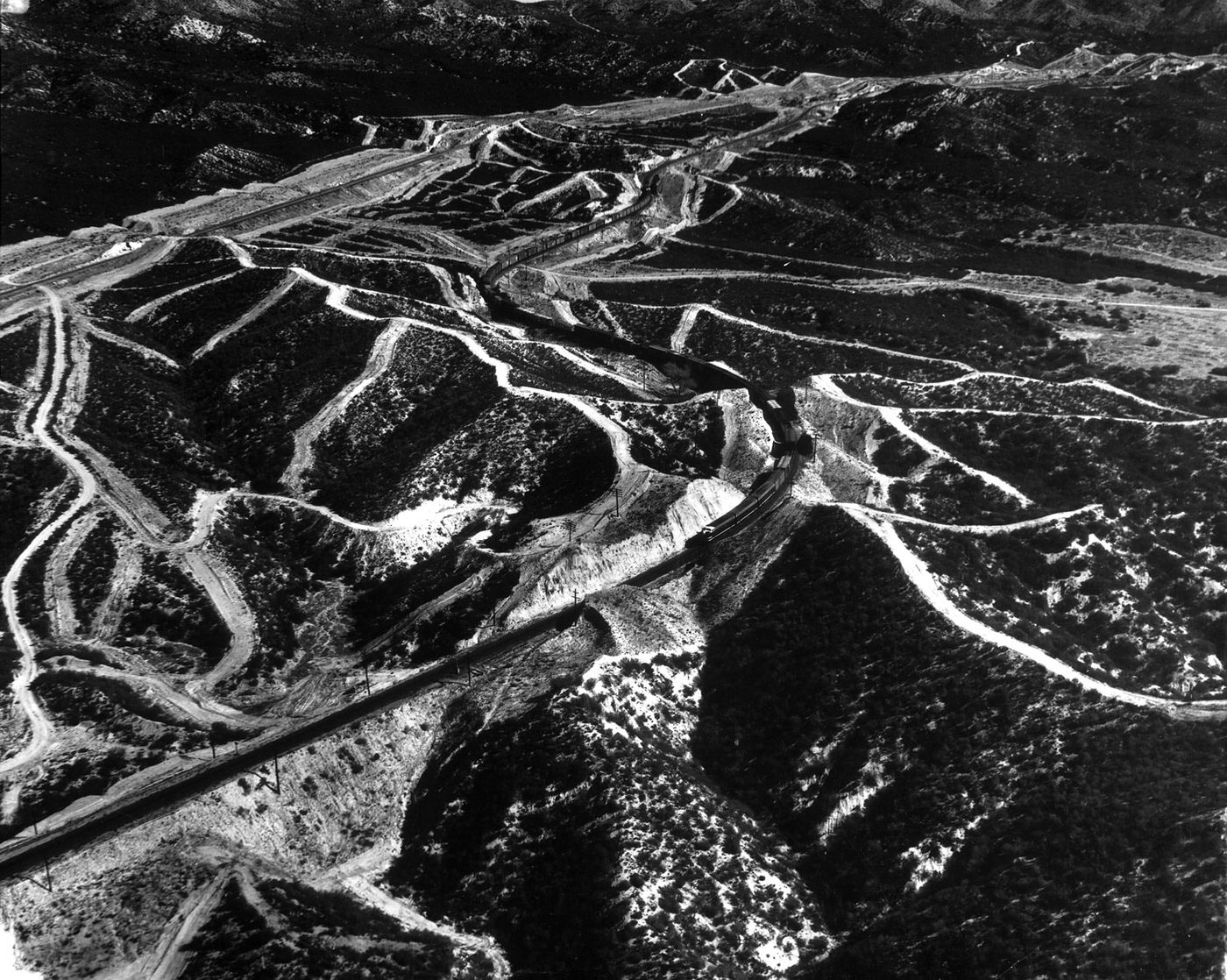 #15 Freight train traveling through the El Cajon Pass outside San Diego, California