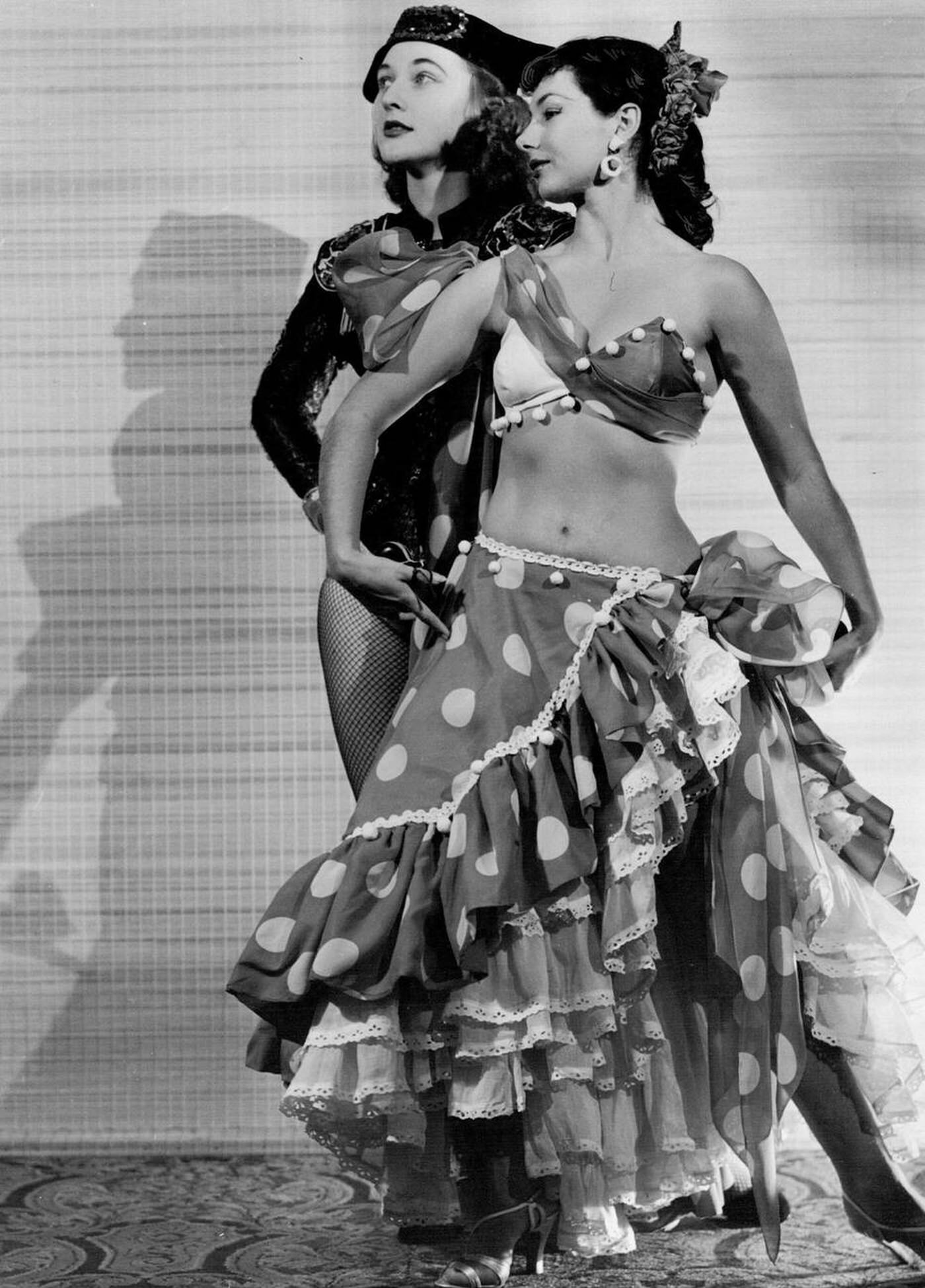Valery Cooney and Monica Scott performing a Spanish number, Sydney, 1954.