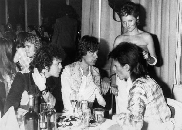 #43 David Bowie’s party at the Cafe Royal, London; Lou Reed, Mick Jagger, and Lulu also present, 1973.
