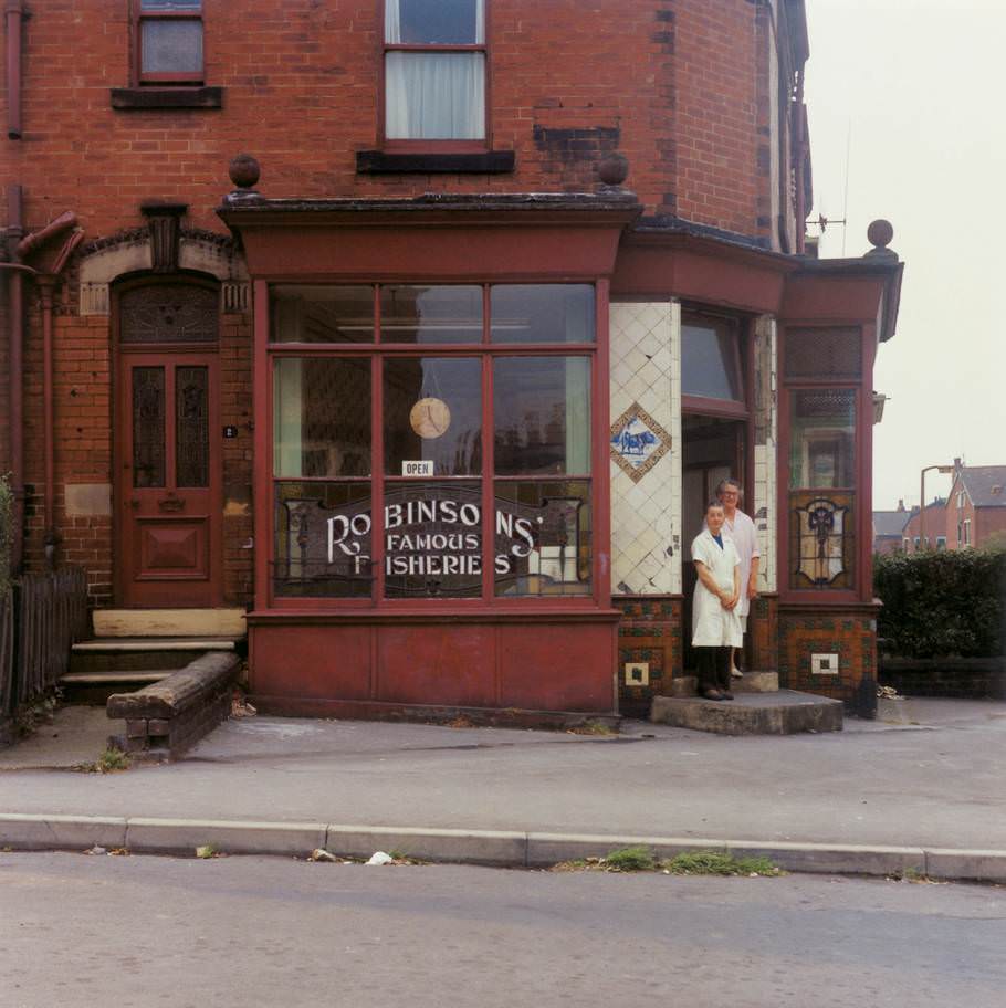 #4 Mrs Collins and Mrs Clayton, Robinsons’ Famous Fisheries, Beck Road, summer 1974.