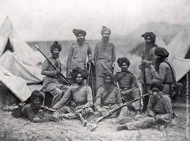 #16 Sikh officers of the British 15th Punjab Infantry, 1858.