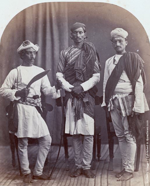#21 A Gurkha, a Brahmin, and a Sood in Simla, 1868.