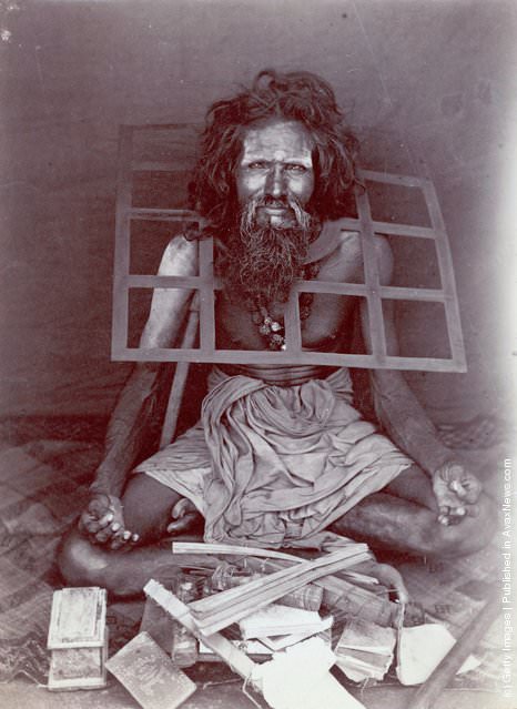 #23 An Indian ascetic wearing an iron collar, 1870.