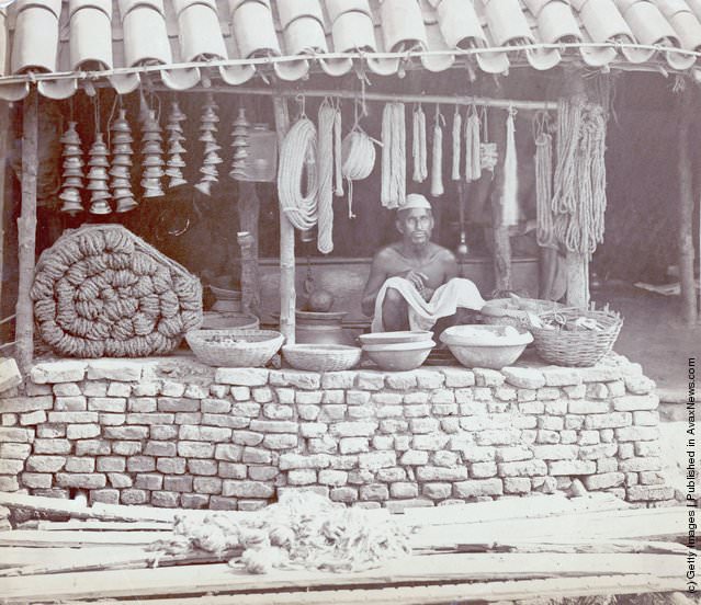 #26 A rope merchant in India, 1870.