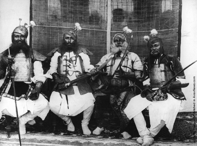 #28 The attendants of the Sumptha Raja, Agra Durbar, 1873.