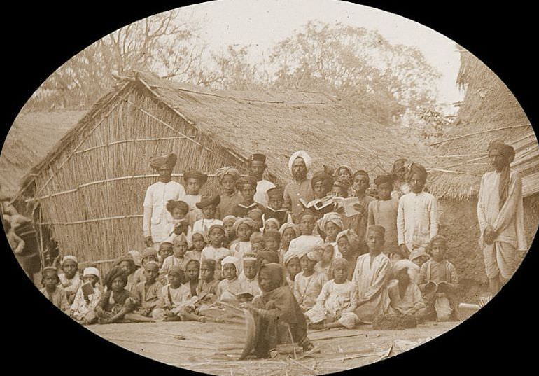 #56 Open Air Preaching – School, India, 1890s.