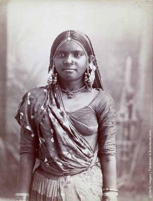 #6 A young Indian woman in Bombay, 1865.