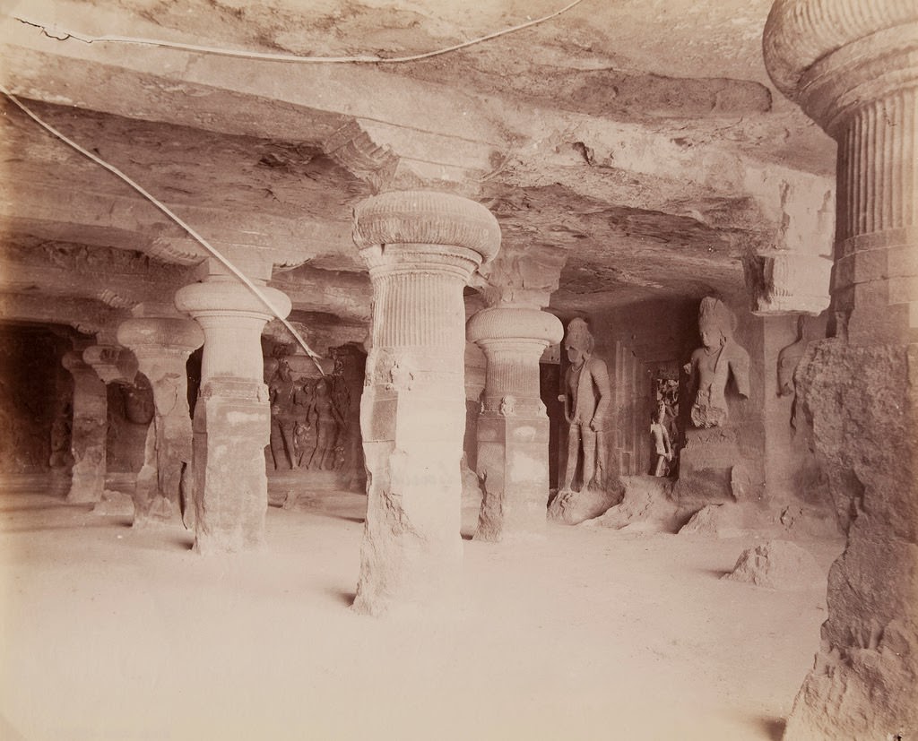 #78 Elephanta, General View Showing Linga Chapel, 1870s.