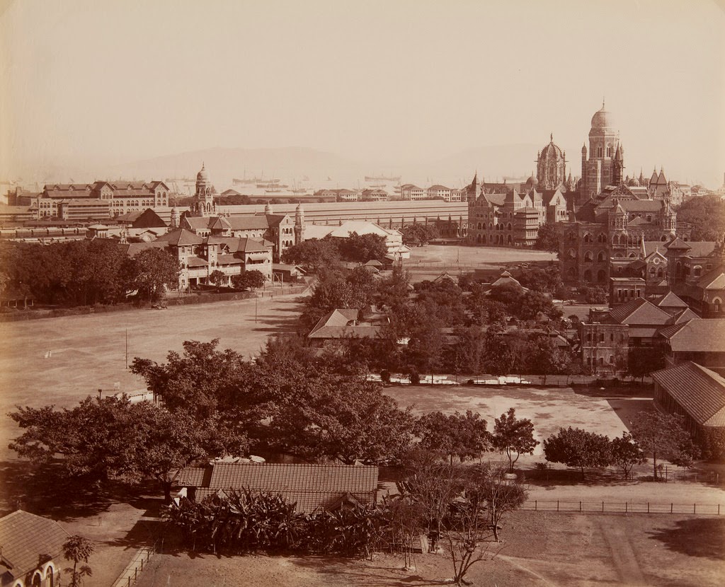 #84 Harbor from St. Xavier’s College Showing Victoria Station and Municipal Office, 1870s.