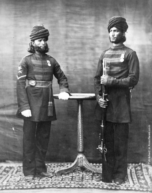 #9 Two uniformed Indian army soldiers, 1850s.