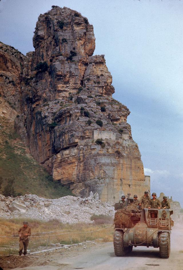 #1 American armor moved up the Appian Way during the drive towards Rome, World War II, 1940s.
