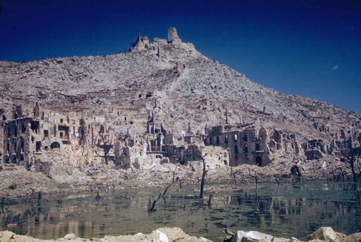#8 Ruins of Monte Cassino after Allied bombing, 1944.