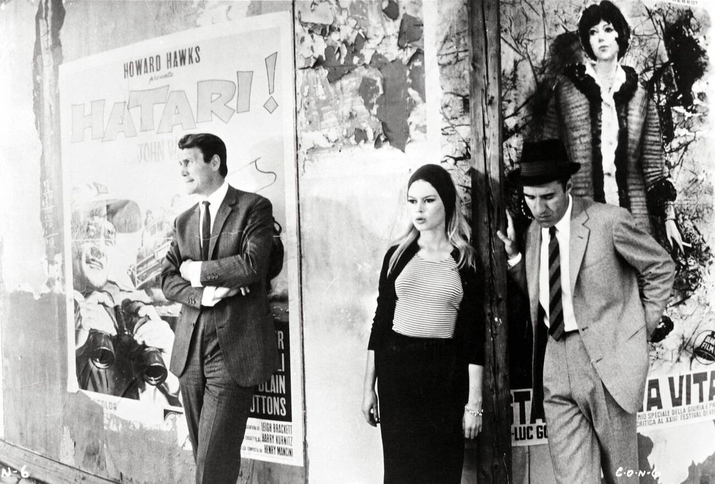 Michel Piccoli, Jack Palance, and Brigitte Bardot in Jean-Luc Godard’s ‘Contempt’, 1963.