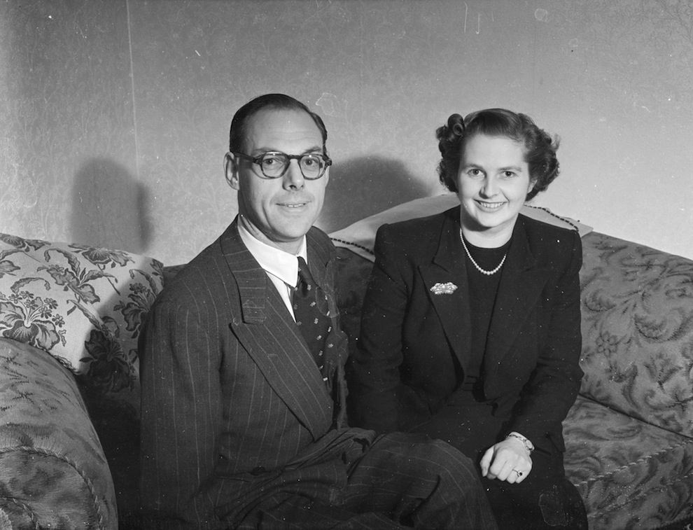 #12 Aged 26. Pictured with her fiance Denis Thatcher (1915 – 2003).