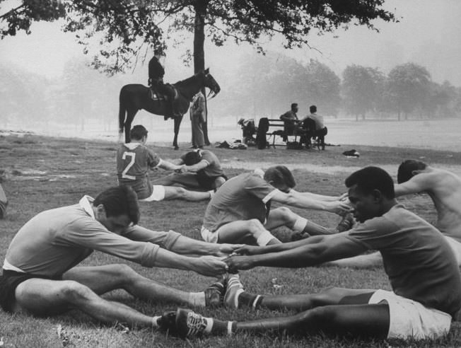 #3 Warming up before a soccer match, Central Park, 1961