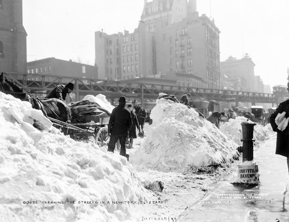 #8 Cleaning New York streets during a blizzard, 1899.