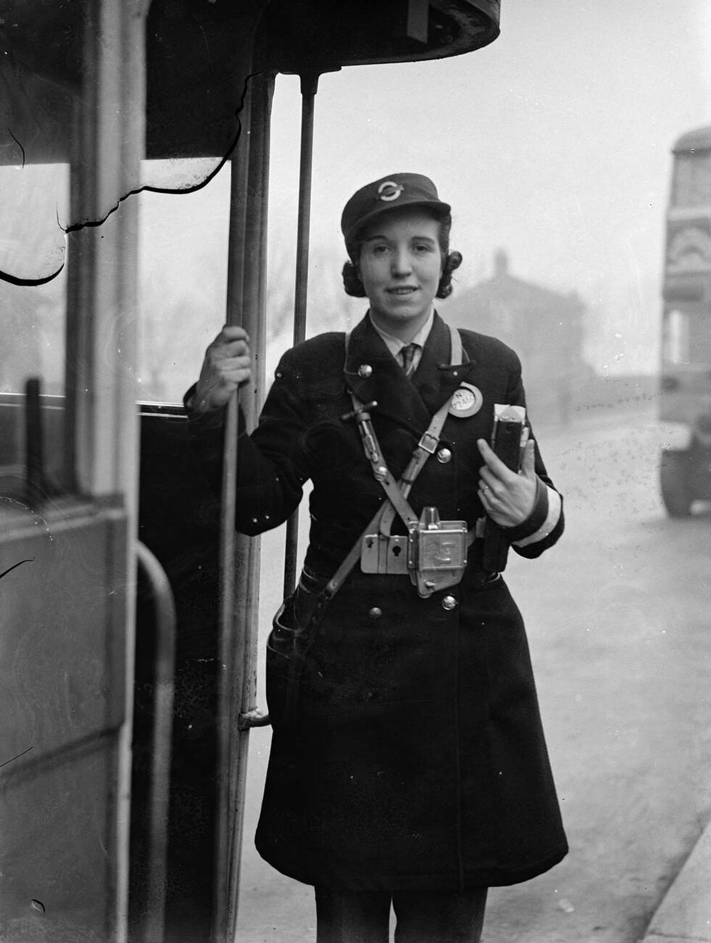 #143 Nellie Carrington as a bus conductress, 1941