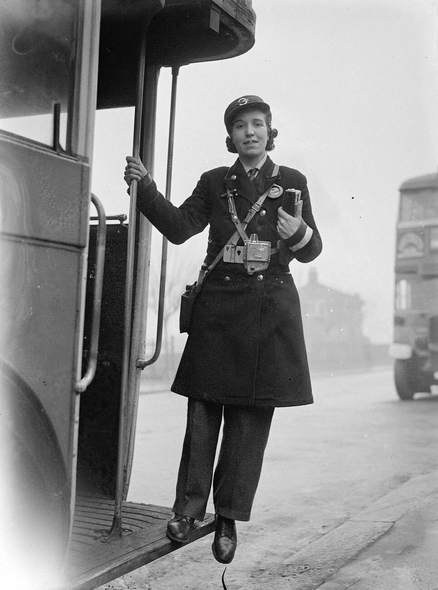 #145 Nellie Carrington as a bus conductress, 1941