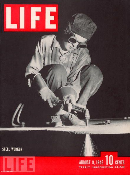 #39 A female steel worker welding, 1943