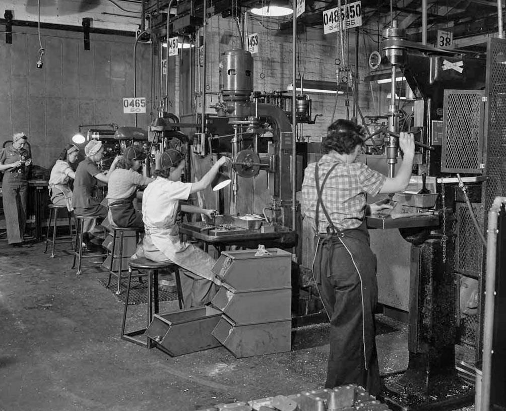 #48 Women working at a West Coast airplane factory, 1942