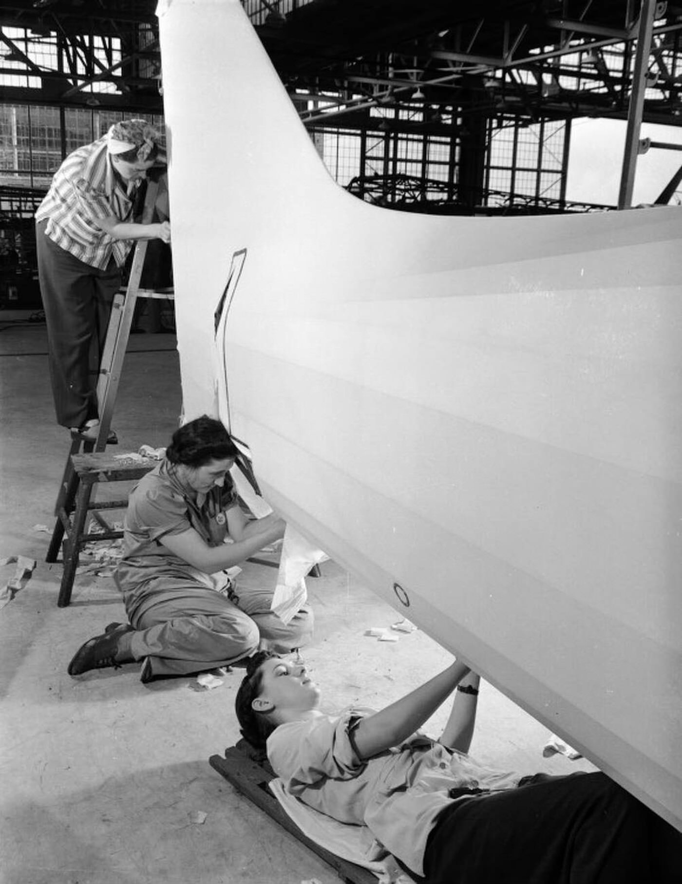 #69 Women working on aircraft at Vultee Aircraft, World War II