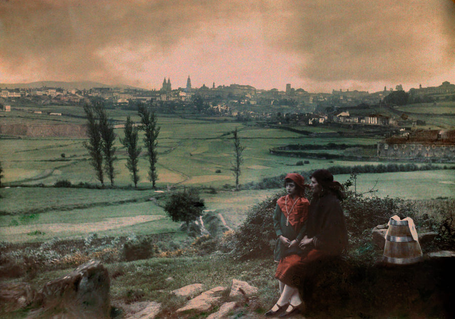 #17 A view of the city as seen from the fountain of Santa Maria in Santiago de Compostela, Spain, 1929.