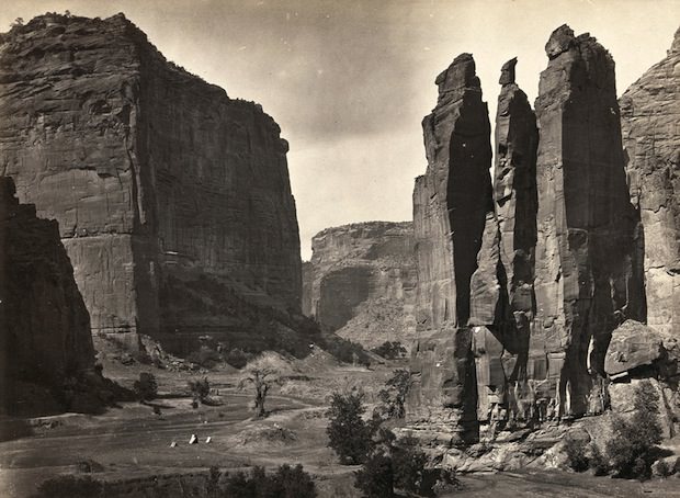 #1 “Camp Beauty,” rock towers and canyon walls in the Canyon de Chelly National Monument, Arizona. Taken in 1873.