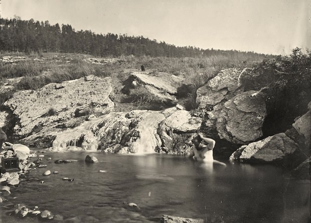 #12 Man bathing in Pagosa Hot Spring, Colorado. Taken in 1874.