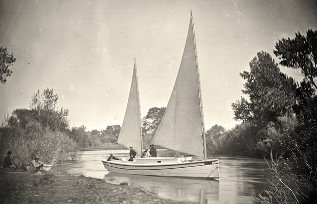 #13 The “Nettie,” an expedition boat on the Truckee River in western Nevada. Taken in 1867.