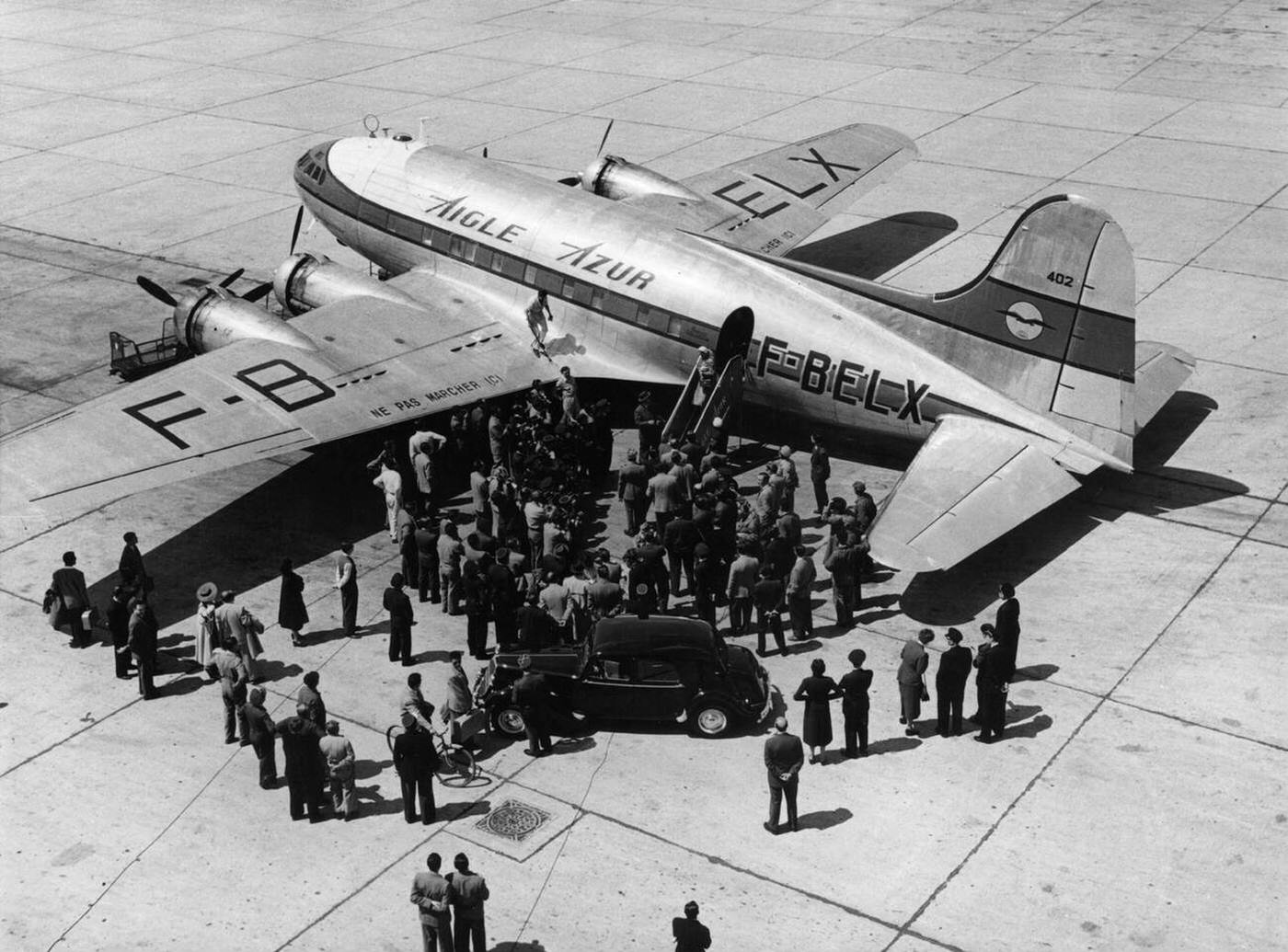 A Boeing 307 “Stratoliner” at Le Bourget Airport, Paris, 1950s.