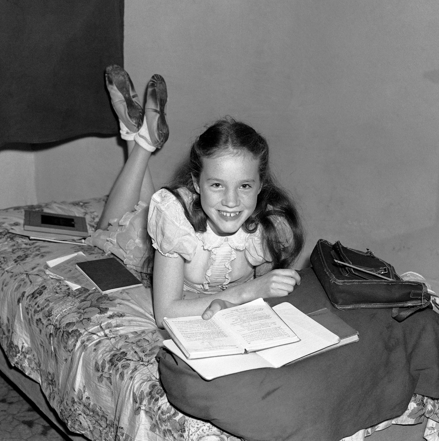Julie Andrews, 13-year-old coloratura soprano, chosen for the Royal Command Variety Performance, 1948.