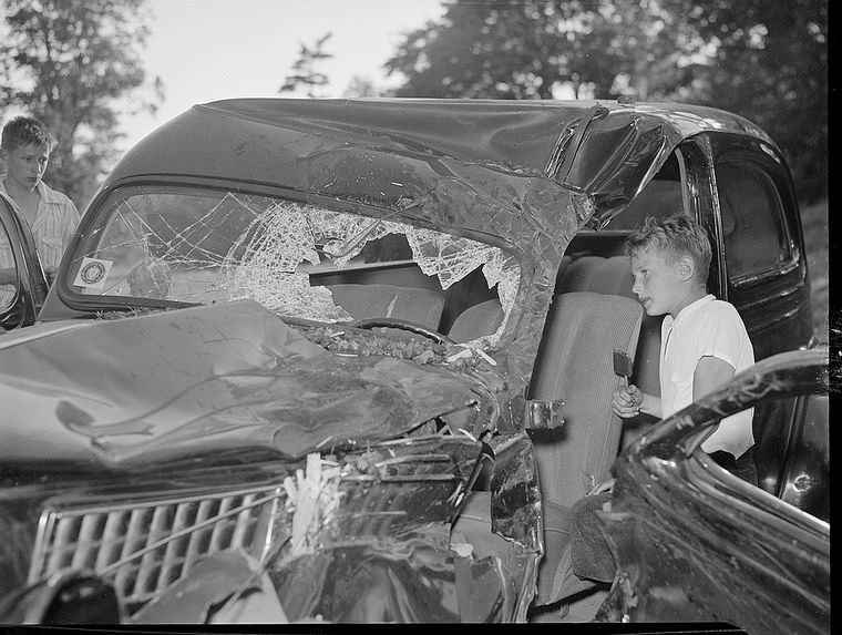 Driving Dangers: Vintage photos of Car Accidents in the 1940s Vehicles &; Transportation