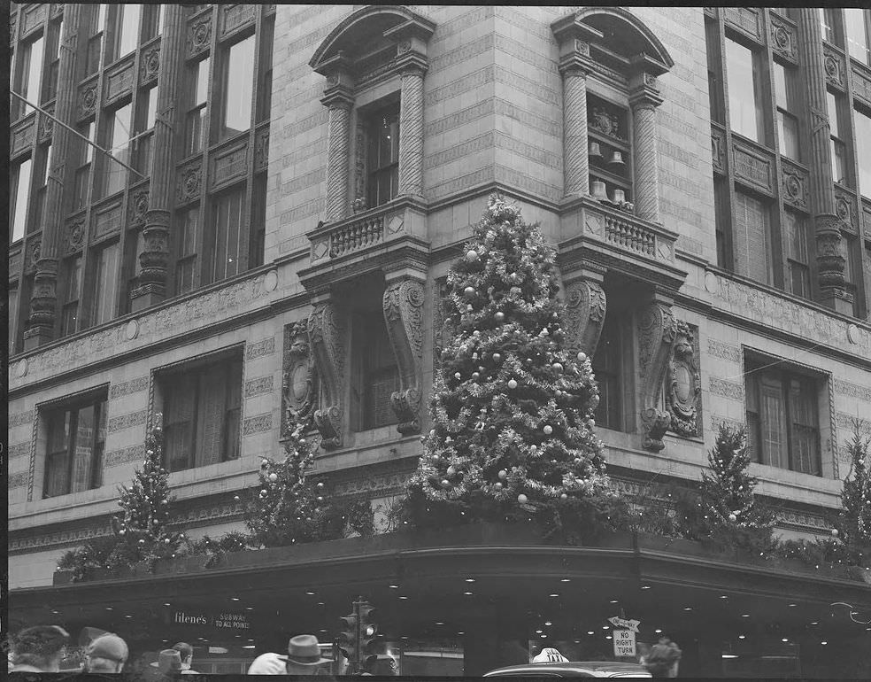 #61 Filene’s department store in the Downtown Crossing shopping district in Boston, 1954.