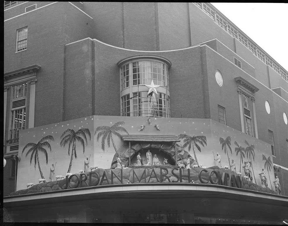 #3 Jordan Marsh department store in downtown Boston went with a nativity scene, 1954.