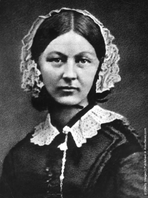#15 Florence Nightingale, the first woman to receive the Order of Merit for her Crimean War efforts, 1850s.