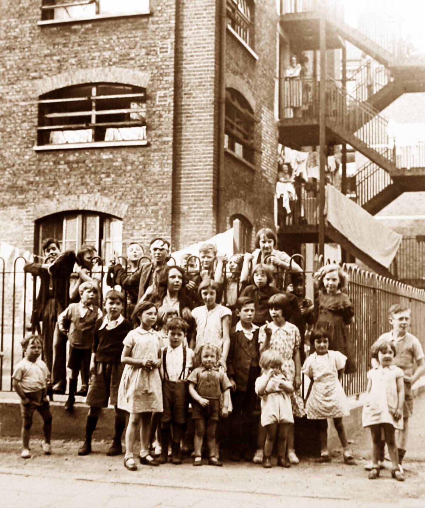 #45 Children on a London housing scheme, 1920s.