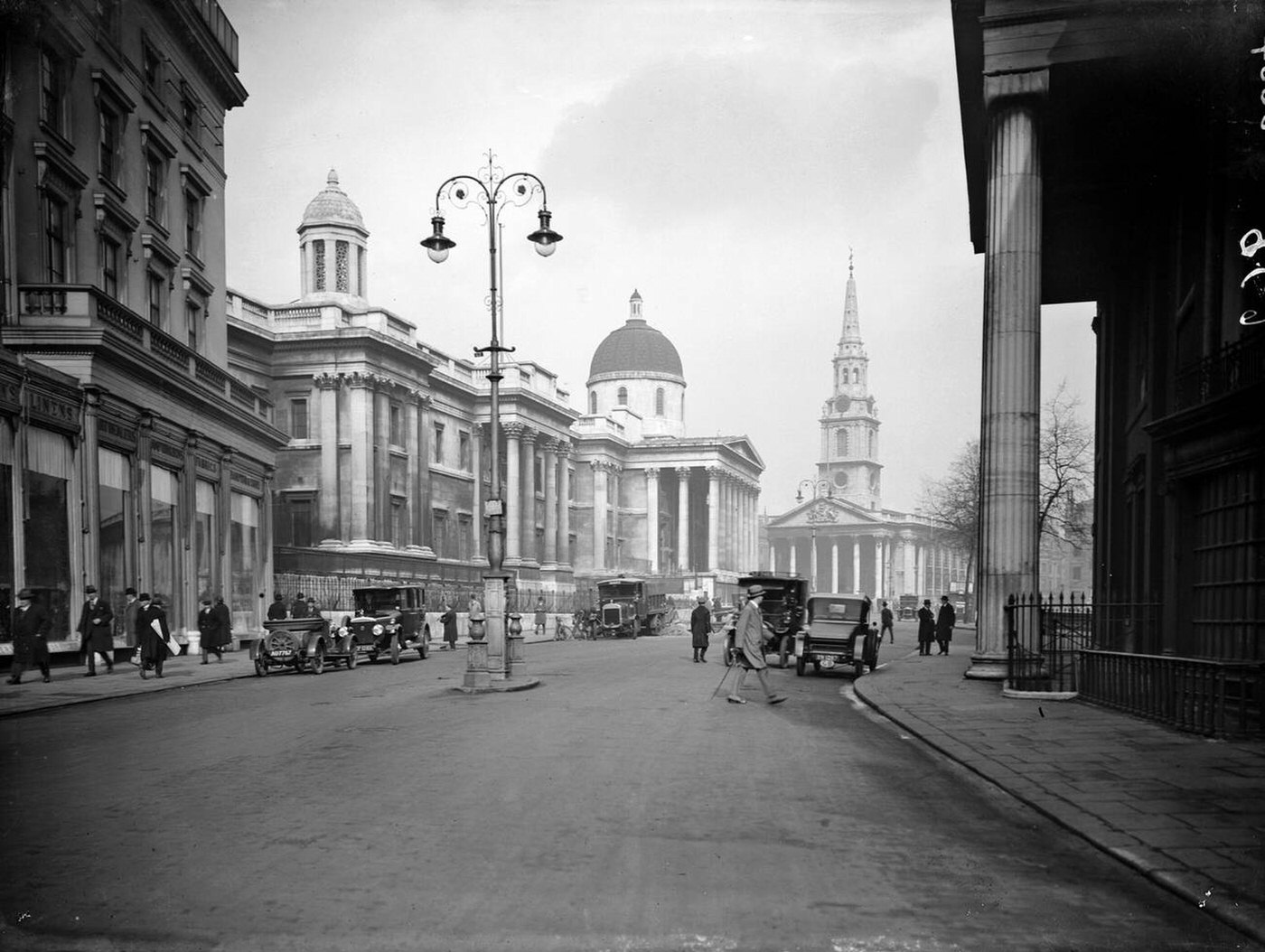 #53 Looking east towards the Church of St Martin-in-the-Fields, Westminster, London, 1921.