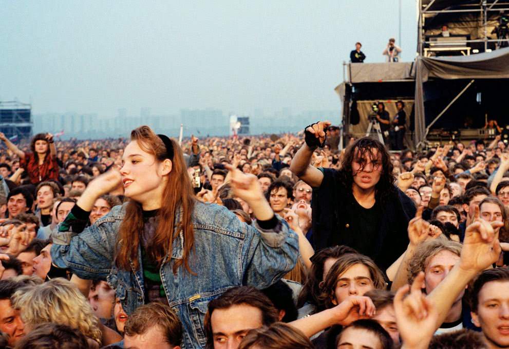 #39 Soviet rock fans attend a Monsters of Rock concert in Moscow, 1991.