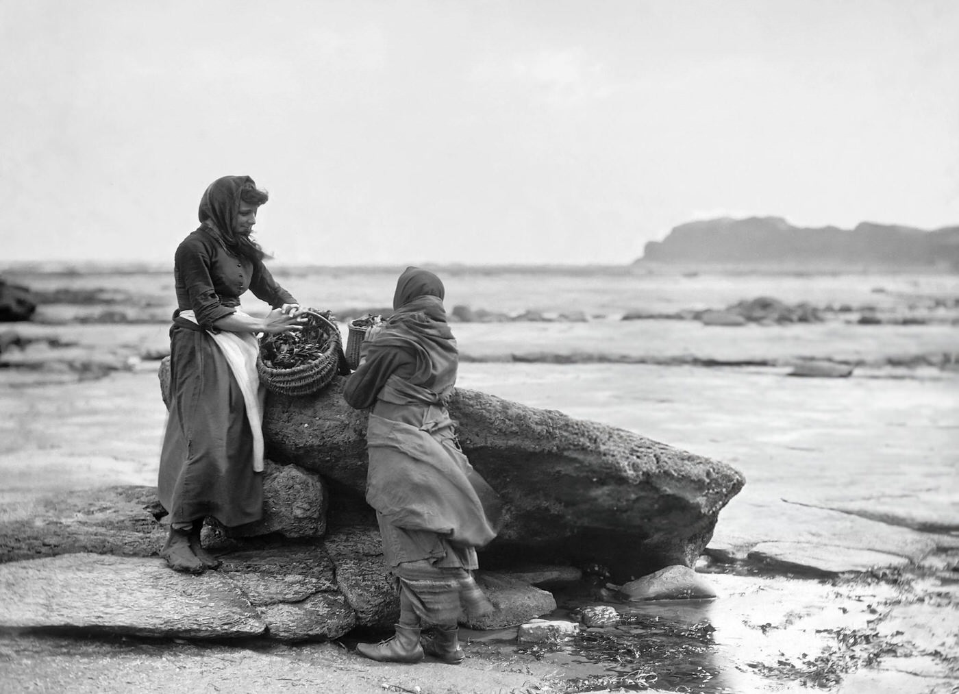 #18 Two fish wives with basket at Whitby.