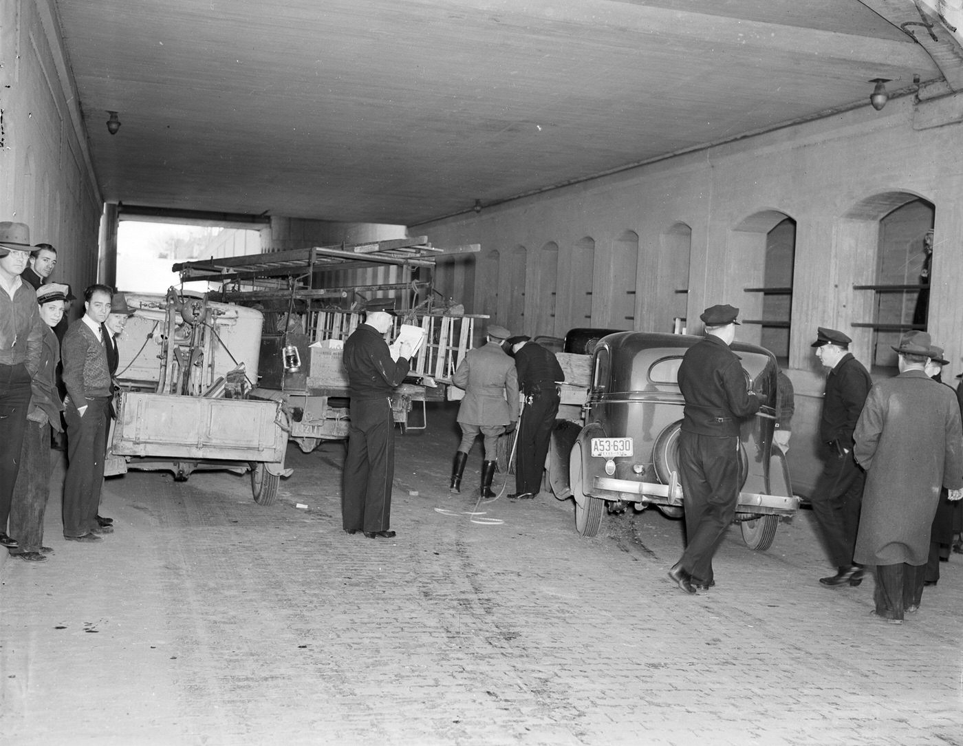 #25 Vehicle pile-up at Henderson Street underpass, Fort Worth, 1939