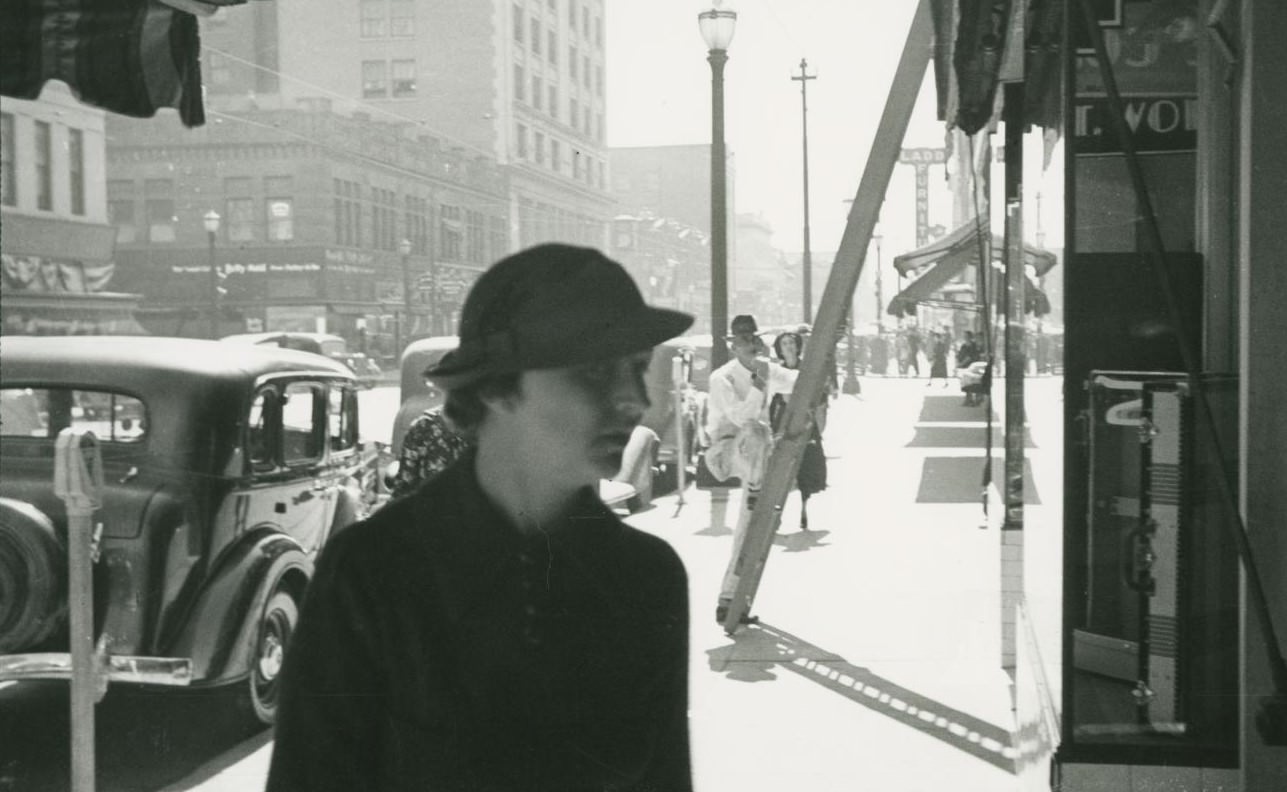 #64 A woman looks at a storefront window in Fort Worth, Texas, 1936.