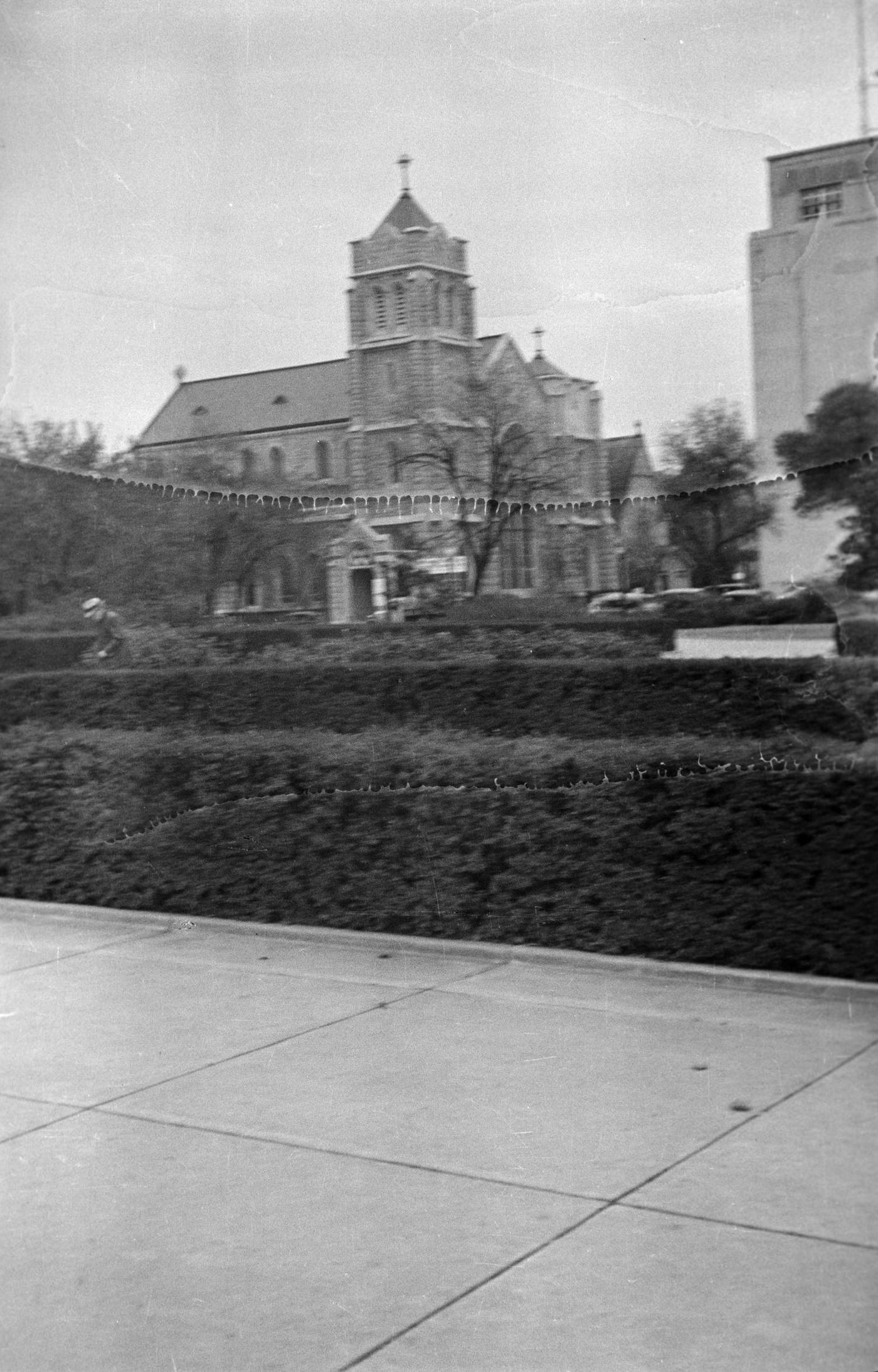 #67 St. Andrew’s Episcopal Church and the Eldon B. Mahon United States Courthouse, Fort Worth, Texas, 1930s.
