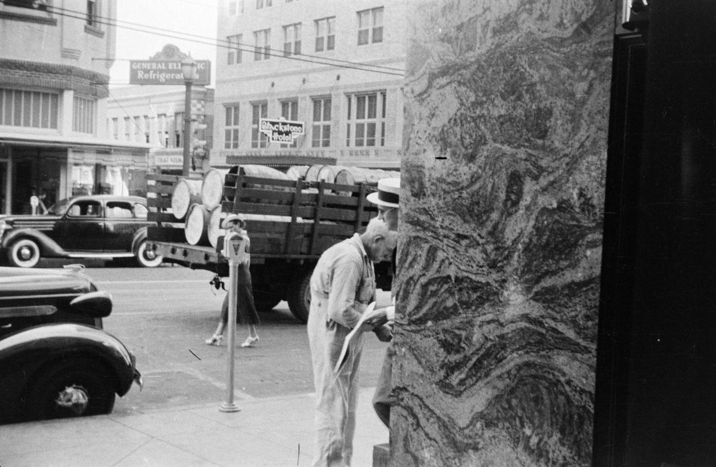 #74 A busy street corner in downtown Fort Worth, Texas, 1937.