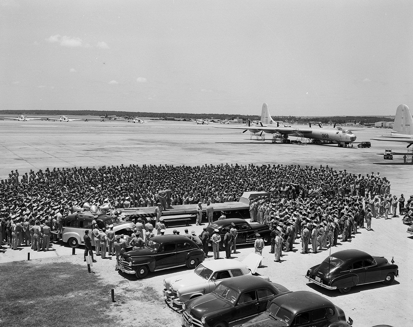 #34 Major General Roger Ramey giving his farewell at Carswell Air base, 1950.