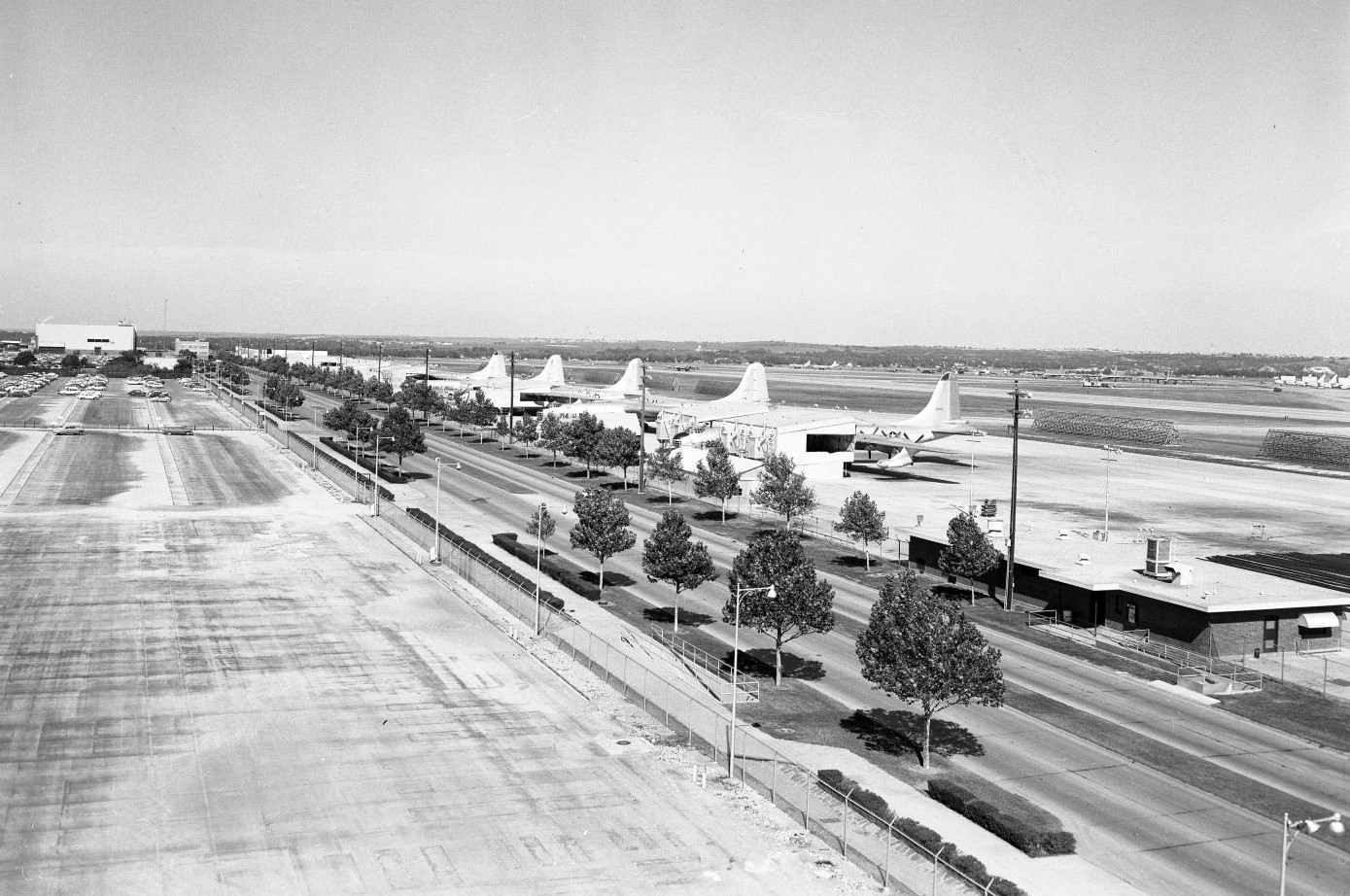 #49 Flight line of Convair B-36 airplanes, 1957.